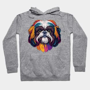 Cute Vivid Colorful Shih Tzu Face Hoodie